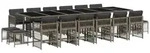 vidaXL 17-tlg. Garten-Essgruppe mit Kissen Grau Poly Rattan
