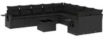 vidaXL 11-tlg. Garten-Sofagarnitur mit Kissen Schwarz Poly Rattan