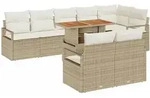 vidaXL Garten-Sofa-Set mit Speicher 9 pcs Beige Poly Rattan