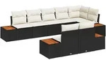 vidaXL 8-teiliges Garten-Sofa-Set mit Kissen - Schwarzes Polyrattan & Akazie