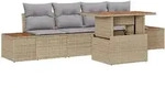 vidaXL Garten-Sofa-Set mit Speicher 5 pcs Beige Poly Rattan