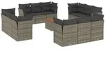 vidaXL 13-tlg. Garten-Sofagarnitur mit Kissen Grau Poly Rattan