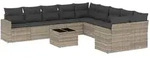 vidaXL 11-tlg. Garten-Sofagarnitur mit Kissen Hellgrau Poly Rattan