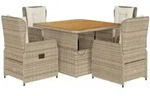 vidaXL 5-tlg. Garten-Essgruppe mit Kissen Beige Poly Rattan
