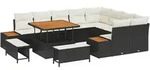 vidaXL Garten-Sofa-Set mit Kissen 12 pcs Schwarz Poly Rattan