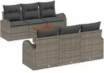 vidaXL Garten-Sofa-Set 7 pcs Grau Poly Rattan