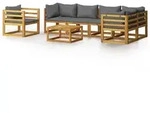 vidaXL 7-tlg. Garten-Lounge-Set mit Auflagen Massivholz Akazie
