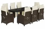 vidaXL 9-tlg. Garten-Essgruppe mit Kissen Braun Poly Rattan