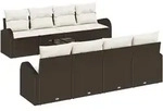 vidaXL 9-teiliges Garten Sofa Set mit Kissen in Braun aus Poly Rattan