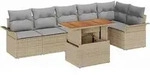 vidaXL Garten-Sofa-Set mit Speicher 7 pcs Beige Poly Rattan