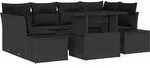 vidaXL Garten-Sofa-Set mit Kissen 7 pcs Schwarz