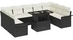 vidaXL Garten-Sofa-Set 10 pcs Schwarz 100 x 55 x 73 cm Poly Rattan