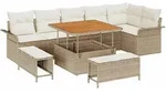 vidaXL Garten-Sofa-Set mit Kissen mit Speicher 9 pcs Beige und Creme