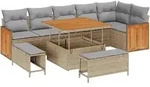 vidaXL 9-teiliges Garten Sofa Set mit Kissen Beige Poly Rattan Akazie