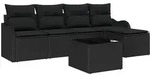 vidaXL Garten-Sofa-Set mit Kissen mit Speicher 6 pcs Beige Poly Rattan