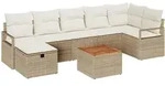 vidaXL Garten-Sofa-Set mit Kissen mit Speicher 8 pcs Beige Poly Rattan