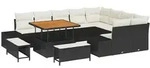 vidaXL Garten-Sofa-Set mit Kissen mit Kissen 12 pcs Schwarz und Creme