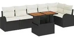 vidaXL Garten-Sofa-Set mit Speicher 7 pcs Schwarz Poly Rattan