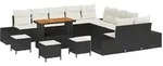 vidaXL Garten-Sofa-Set mit Kissen mit Kissen 13 pcs Schwarz und Creme