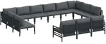 vidaXL Gartensofa-set mit Kissen 13 pcs Schwarz Stahl