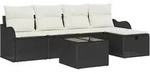 vidaXL Garten-Sofa-Set 6 pcs Schwarz und Creme 231 x 117 x 85 cm