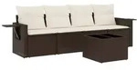 vidaXL 5-tlg. Garten-Sofagarnitur mit Kissen Braun Poly Rattan