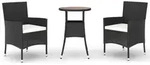 vidaXL 3-tlg. Garten-Bistro-Set mit Kissen Schwarz Poly Rattan