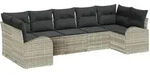 vidaXL Garten-Sofa-Set mit Kissen 7 pcs Hellgrau Poly Rattan