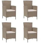 vidaXL Gartenst&uuml;hle mit Kissen 4 Stk. Poly Rattan Beige