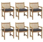vidaXL Gartenst&uuml;hle 6 Stk. mit Anthrazit Kissen Massivholz Teak