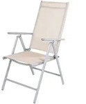 Mojawo Garten Klappstuhl Gartenstuhl Hochlehner Alu Textilen Silbergrau/Beige