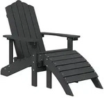 vidaXL Adirondack-Gartenstuhl mit Fu&szlig;teil HDPE Anthrazit
