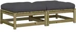 vidaXL Gartenhocker mit Kissen 2 Stk. Kiefernholz Impr&auml;gniert