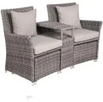 DELUKE Gartenstuhl URBAN mit Hocker - Kunststoff, Grau | Relaxsessel Wetterfest