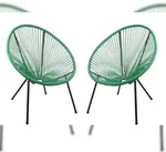 DELUKE Gartenstuhl 2er Set SVEN Kunstgeflecht - Kunststoff, Gr&uuml;n | Relaxsessel