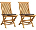 vidaXL Gartenst&uuml;hle mit Taupe Kissen 2 Stk. Massivholz Teak