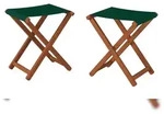 Erst-Holz Klappbarer Gartenhocker X-Stuhl dunkel mit gr&uuml;nem Stoff V-10-216-04