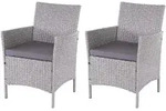 Mendler 2er-Set Poly-Rattan Gartensessel Halden, Korbsessel ~ grau, Kissen...
