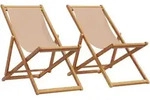 vidaXL Strandst&uuml;hle 2 Stk. Klappbar Taupe Stoff und Massivholz