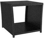 vidaXL Beistelltisch mit Glasplatte Schwarz Poly Rattan & Hartglas