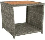 vidaXL Beistelltisch mit Holzplatte Grau Poly Rattan & Akazienholz