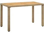 vidaXL Gartentisch Beige 123x60x74 cm Poly Rattan & Massivholz Akazie
