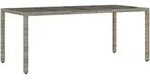 vidaXL Gartentisch mit Glasplatte Grau 190x90x75 cm Poly Rattan