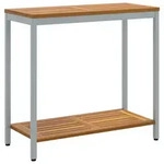 vidaXL Tisch f&uuml;r drau&szlig;en Nat&uuml;rlich & Grau 35x80x75 cm Massivholz und Stahl
