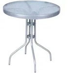 Mojawo Gartentisch Bistrotisch Rund &Oslash; 60 H70cm Glas/Metall Silber Balkontisch