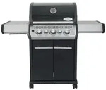 SANTOS Gasgrill S-318 Schwarz mit 3 Hauptbrenner, Infrarotseitenbrenner &...