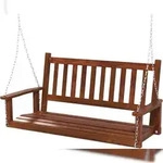 COSTWAY H&auml;ngebank aus Massivholz, 2-Sitzer Gartenschaukel, H&auml;ngemattenbelastbarkeit