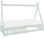 ML-Design Kinderbett Tipi 90x200 cm Mint mit Matratze H:10 cm, Rausfallschutz &