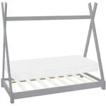 ML-Design Kinderbett Tipi 70x140 cm Hellgrau mit Matratze & Lattenrost, Indianer Bett