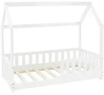 ML-Design Kinderbett Hausbett 70 &times; 140 cm Wei&szlig; mit Rausfallschutz, Dach &